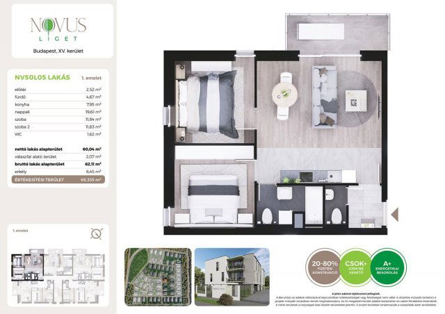 Eladó téglalakás, Budapesten, XV. kerületben, Kékszilva utcában