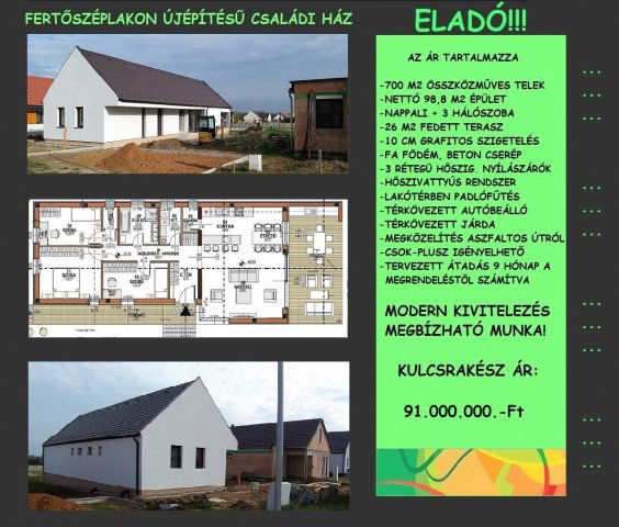 Eladó családi ház, Fertőszéplakon 91 M Ft, 4 szobás