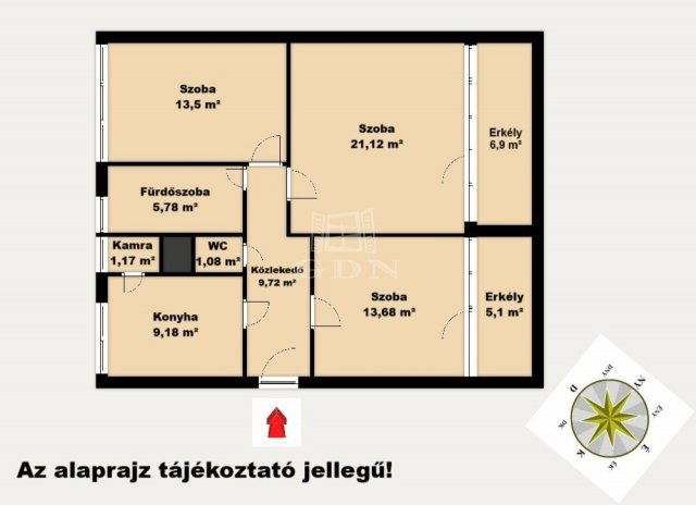 Eladó téglalakás, Monoron 64.9 M Ft, 3 szobás