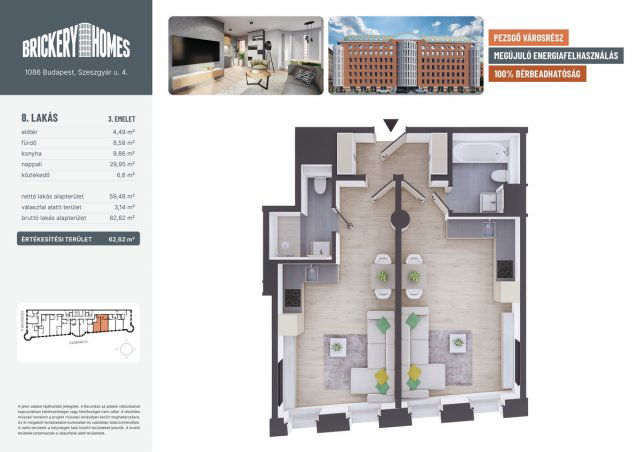 Eladó téglalakás, VIII. kerületben, Szeszgyár utcában