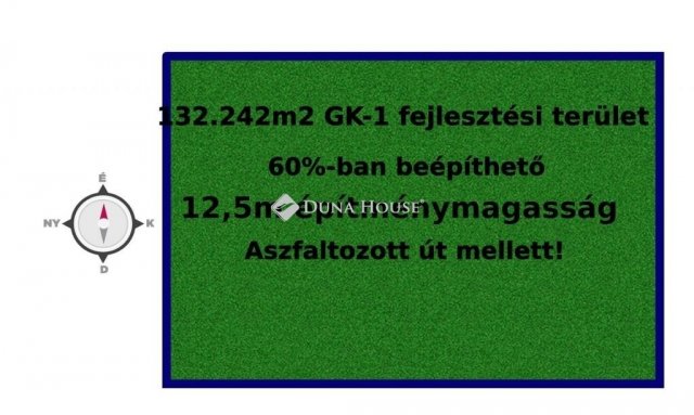 Eladó ipari ingatlan, Lajosmizsén 1079.76 M Ft