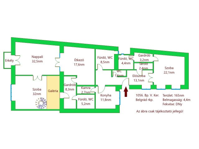 Kiadó téglalakás, albérlet, V. kerületben, Belgrád rakparton