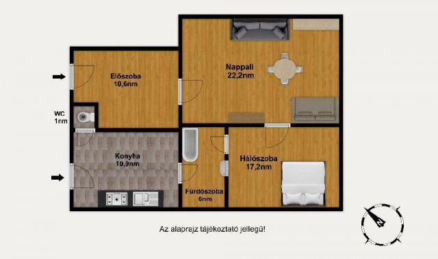 Eladó téglalakás, Budapesten, VIII. kerületben 49 M Ft, 2 szobás