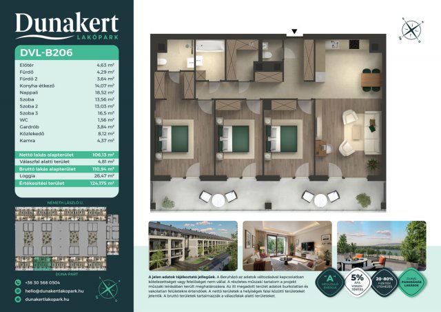 Eladó téglalakás, Vácon, Németh László utcában 123.99 M Ft