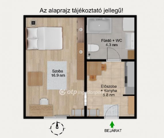 Eladó téglalakás, Budapesten, VII. kerületben 44 M Ft, 1 szobás