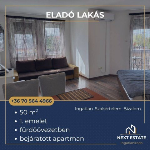 Eladó téglalakás, Hajdúszoboszlón 51 M Ft, 1+1 szobás