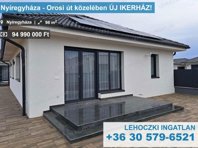 Eladó ikerház, Nyíregyházán 94.99 M Ft, 3 szobás