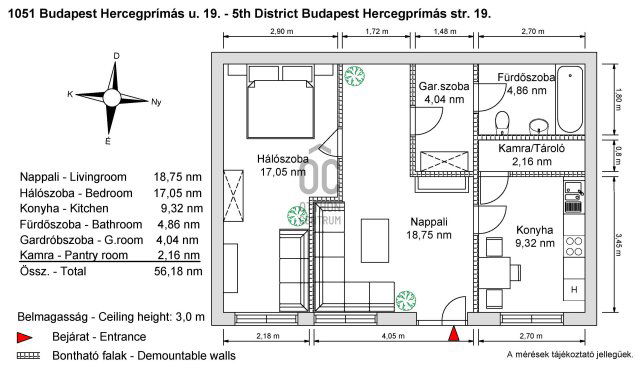Eladó téglalakás, V. kerületben, Hercegprímás utcában