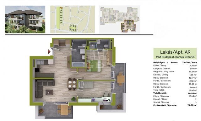 Eladó téglalakás, Budapesten, XV. kerületben 96.655 M Ft