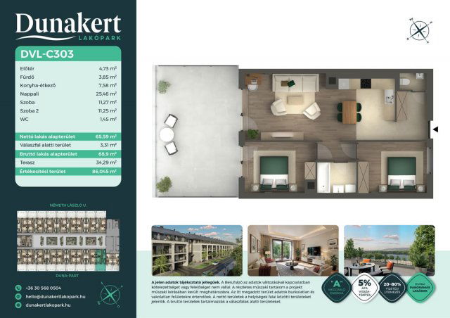 Eladó téglalakás, Vácon, Németh László utcában 92.99 M Ft