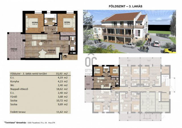 Eladó téglalakás, Tiszafüreden 56.9 M Ft, 3 szobás