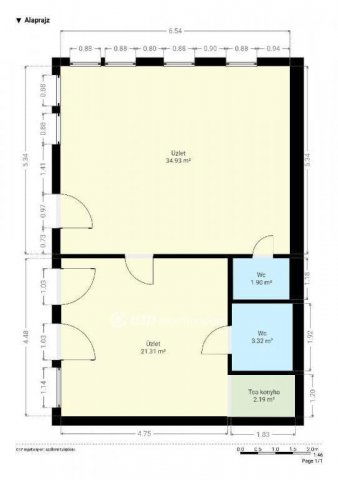 Eladó üzlethelyiség, Pápán 39.9 M Ft, 2 szobás