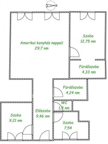 Eladó téglalakás, Budapesten, V. kerületben 200 M Ft, 2+2 szobás