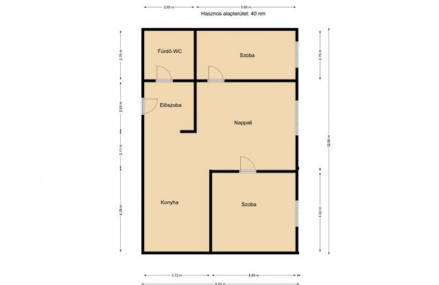 Eladó téglalakás, Komáromban 41.4 M Ft, 2 szobás
