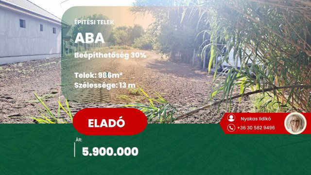 Eladó telek, Abában, Fehérvári utcában 5.9 M Ft