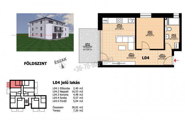 Eladó téglalakás, Hegyeshalomban 44.42 M Ft, 2 szobás