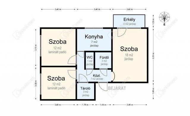 Eladó panellakás, Miskolcon 39.9 M Ft, 3 szobás