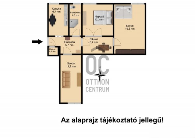 Eladó téglalakás, Gyöngyösön 38.99 M Ft, 3 szobás