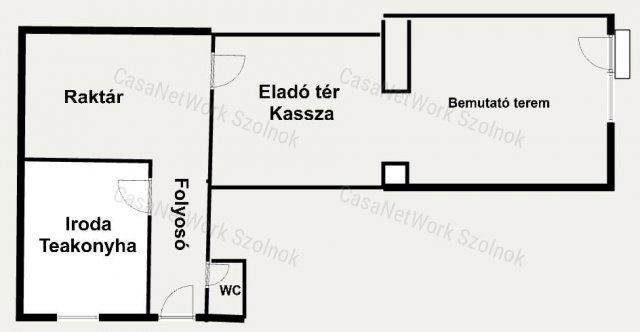 Kiadó üzlethelyiség, Szolnokon 250 E Ft / hó, 3 szobás