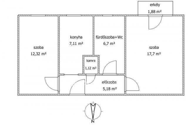 Eladó téglalakás, Pécsett 52.3 M Ft, 2 szobás