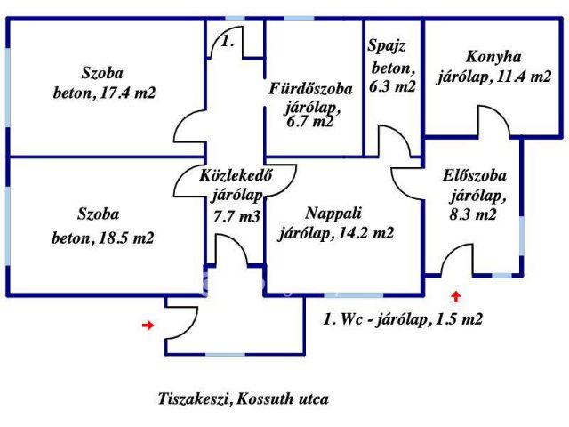 Eladó családi ház, Tiszakeszin 16 M Ft, 3 szobás