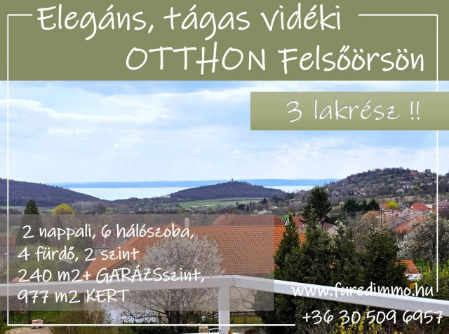 Eladó családi ház, Felsőörsön 175 M Ft, 8 szobás