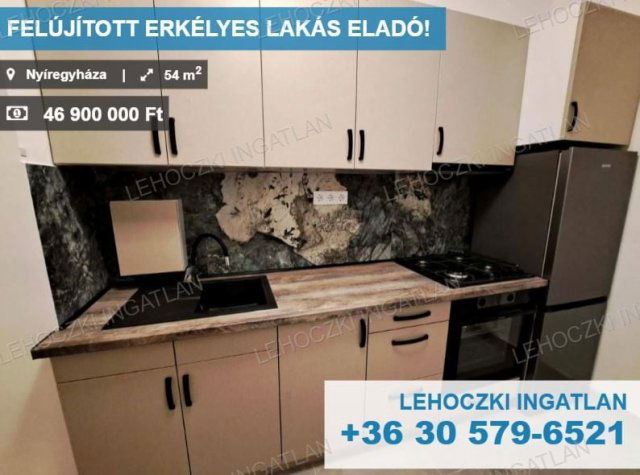 Eladó téglalakás, Nyíregyházán 46.9 M Ft, 2 szobás