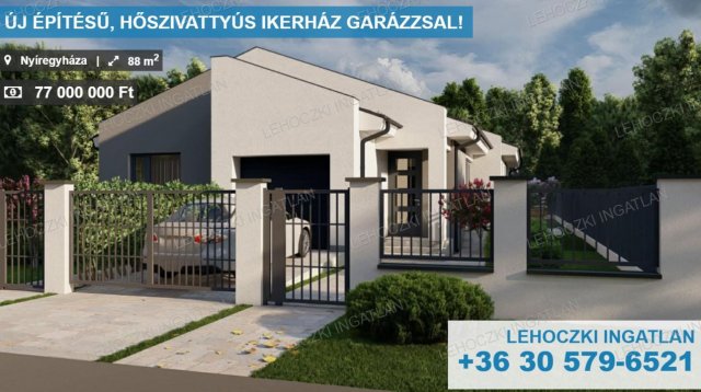 Eladó ikerház, Nyíregyházán 77 M Ft, 3 szobás