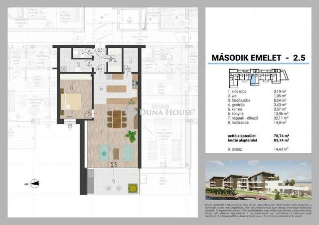Eladó téglalakás, Ráckevén 138.506 M Ft, 2 szobás