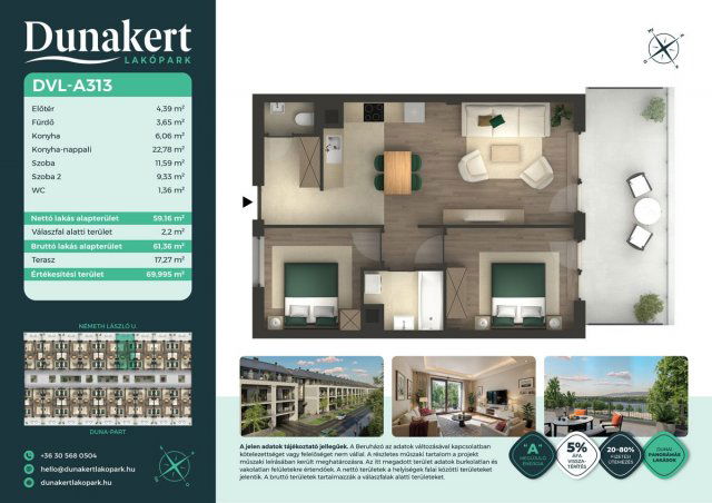 Eladó téglalakás, Vácon, Németh László utcában 82.99 M Ft