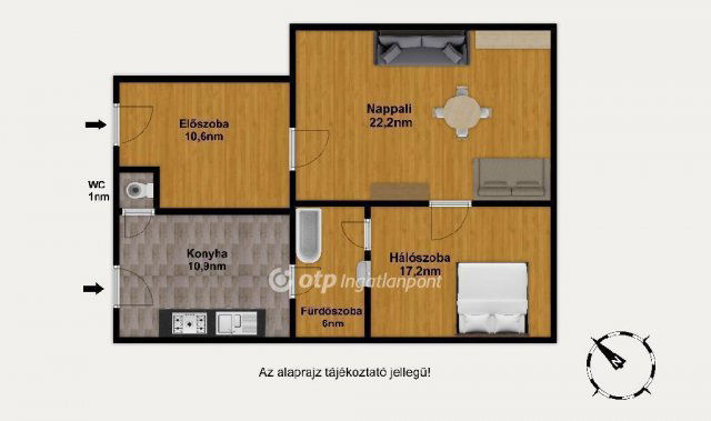 Eladó téglalakás, Budapesten, VIII. kerületben 49 M Ft, 2 szobás