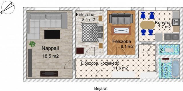 Kiadó téglalakás, albérlet, XIX. kerületben, Kisfaludy utcában