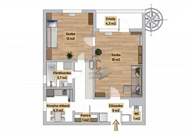 Eladó téglalakás, Budapesten, XX. kerületben 59.9 M Ft, 2 szobás