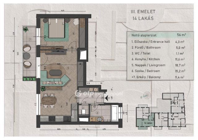 Eladó téglalakás, Budapesten, XIII. kerületben 84.77 M Ft