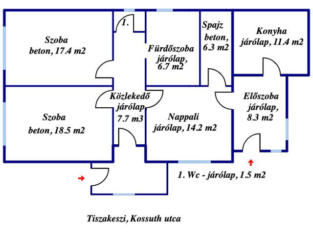 Eladó családi ház, Tiszakeszin 18 M Ft, 3 szobás