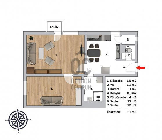 Eladó panellakás, Budapesten, IX. kerületben 69.5 M Ft, 2 szobás