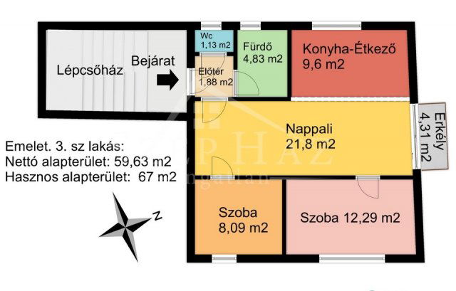 Eladó téglalakás, Pécsett 97.5 M Ft, 3 szobás