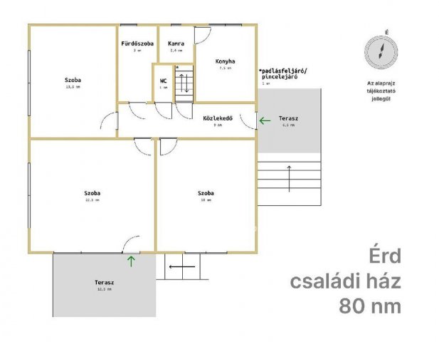 Eladó családi ház, Érden 55 M Ft, 3 szobás