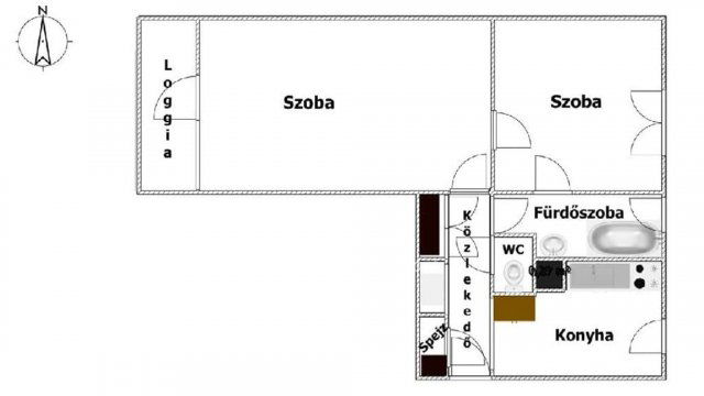 Kiadó téglalakás, albérlet, Egerben 130 E Ft / hó, 2 szobás