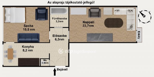 Eladó téglalakás, Budapesten, XX. kerületben 66.5 M Ft, 2 szobás