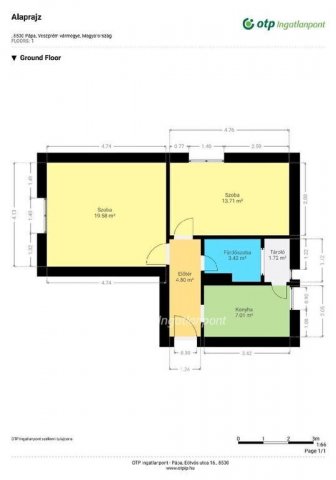 Eladó téglalakás, Pápán 34.9 M Ft, 2 szobás