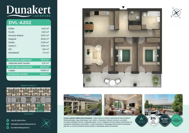 Eladó téglalakás, Vácon, Németh László utcában 96.49 M Ft