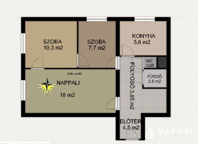 Eladó panellakás, Hódmezővásárhelyen 38.5 M Ft, 2+1 szobás
