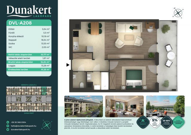 Eladó téglalakás, Vácon, Németh László utcában 68.99 M Ft