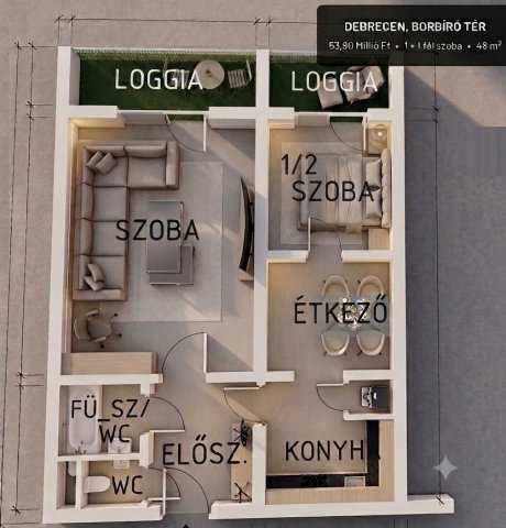Eladó panellakás, Debrecenben 50 M Ft, 1+1 szobás