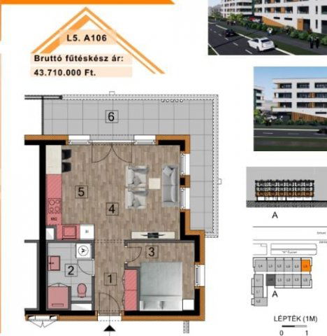 Eladó téglalakás, Győrött 43.71 M Ft, 1 szobás