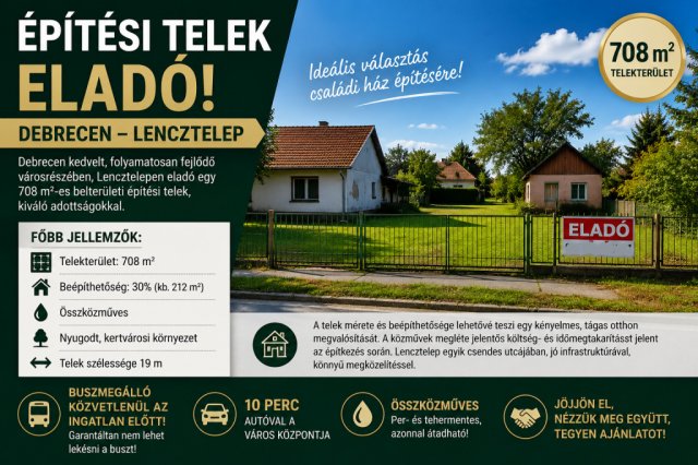 Eladó telek, Debrecenben 52 M Ft / költözzbe.hu