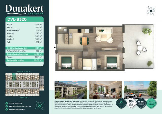 Eladó téglalakás, Vácon, Németh László utcában 81.89 M Ft