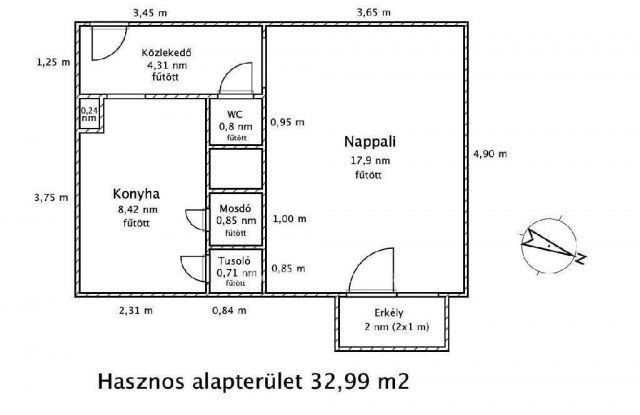 Eladó téglalakás, Ajkán 28.5 M Ft, 1 szobás