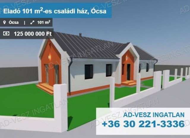 Eladó családi ház, Ócsán 125 M Ft, 1+4 szobás